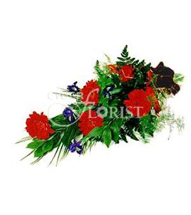 funeral bouquet of irises and gerberas